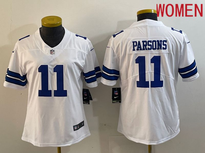 Women Dallas Cowboys #11 Parsons White Nike Vapor Limited NFL Jersey style 9